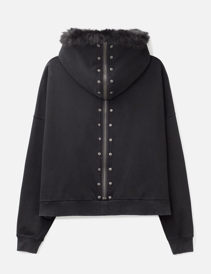 "Nyra" Zip-Up Hoodie With Detachable Fur Trim Hood view 2