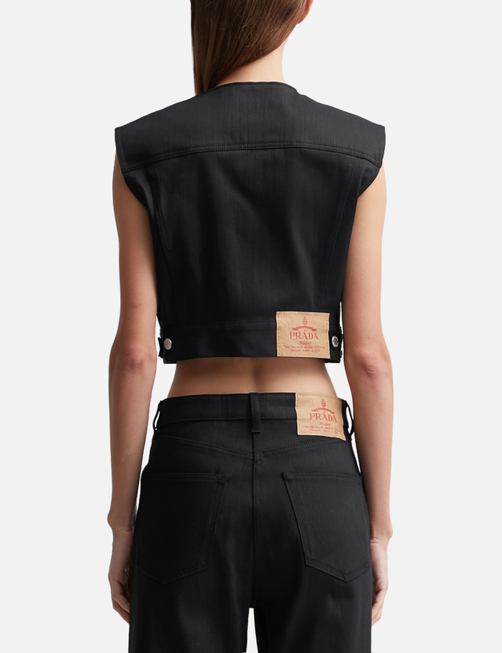 Shop Prada Stretch Denim Vest In Black