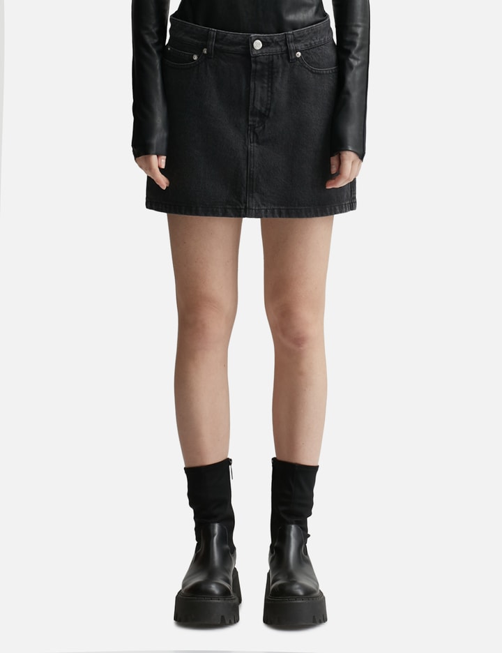 Apc Black Faded Denim Miniskirt