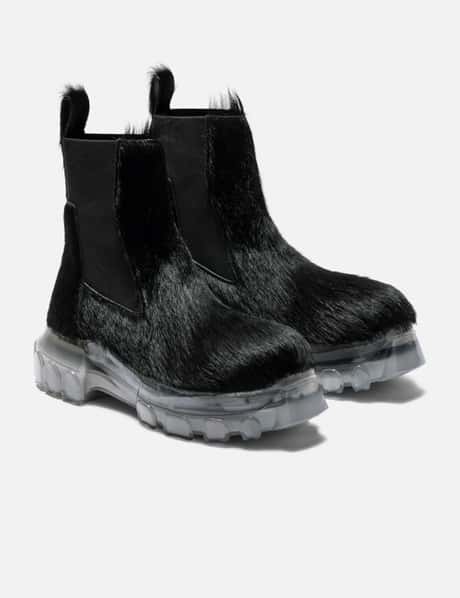 RICK OWENS Black fur Bozo Tractor Chelsea Boots Black Concordians Beatle Bozo Tractors Boots by Rick Owens  main image 4