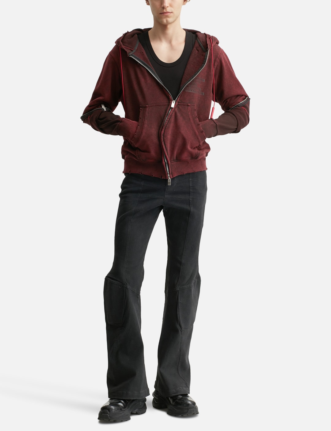 Padded Flared Black Denim Pants view 20
