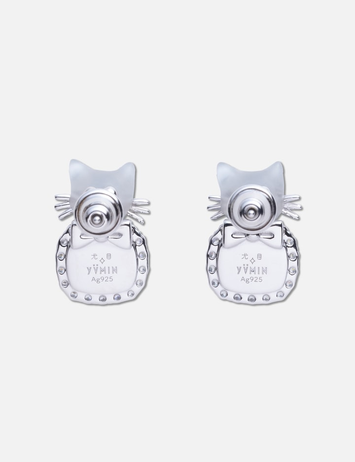 YVMIN Mini Cat Head Mother-Of-Pearl Gem Stud Earrings