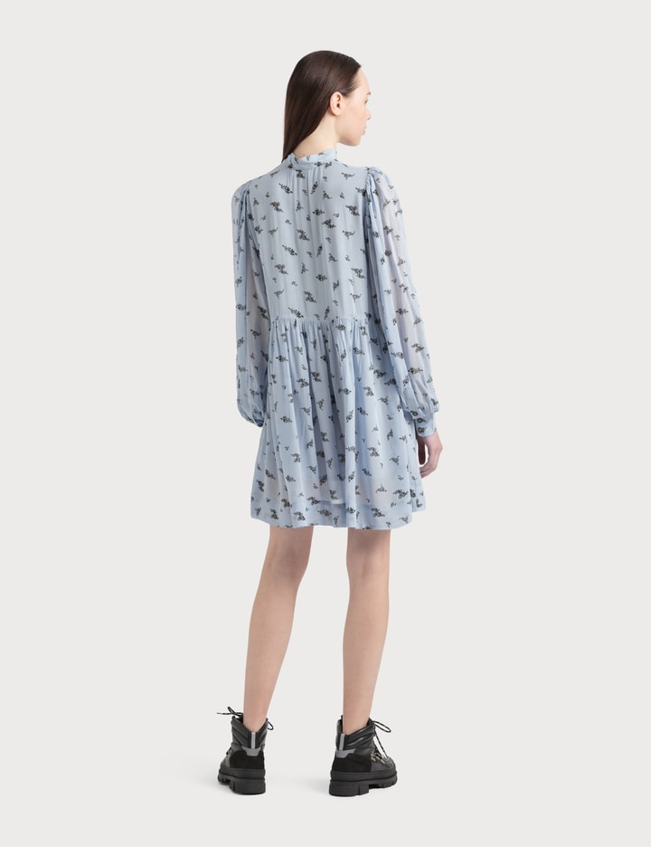 ganni printed georgette mini dress Ganni Floral Tiered Mini Dress