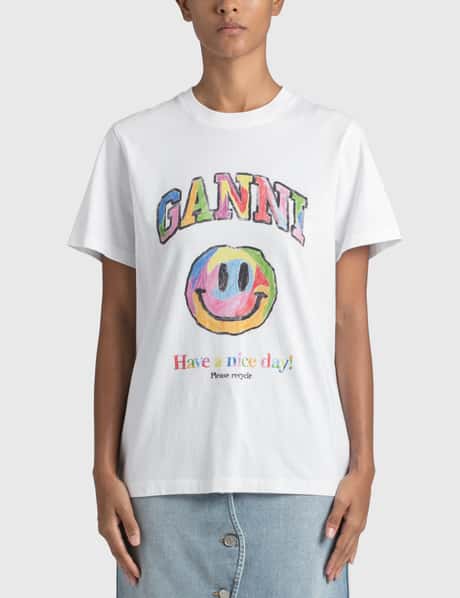 Ganni Rainbow Smiley T-shirt HBX - Main Image