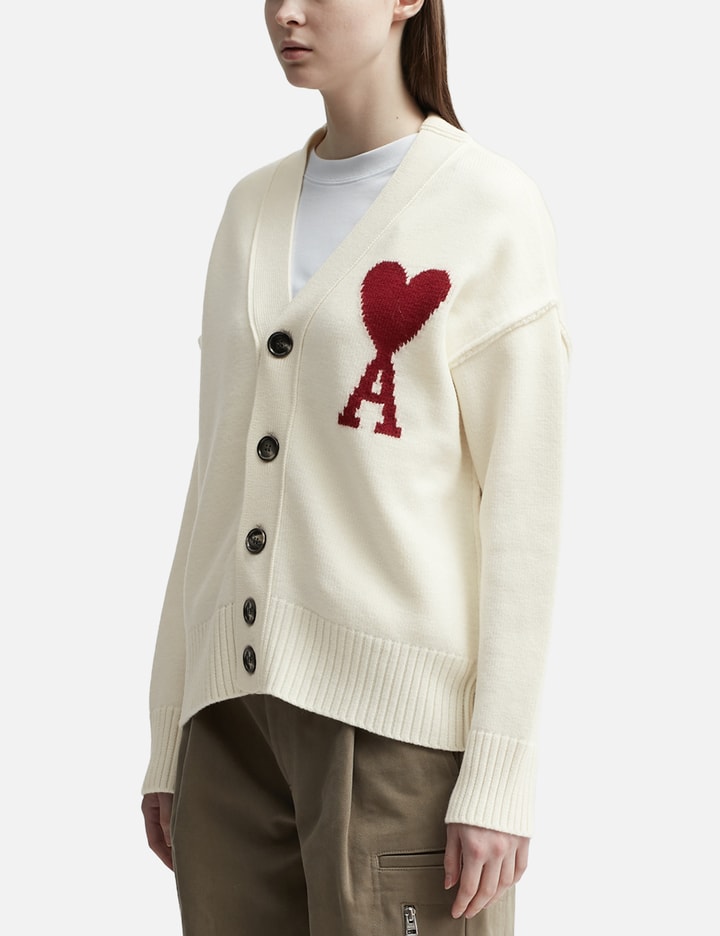 Shop Ami Alexandre Mattiussi White Wool Ami De Coeur Cardigan