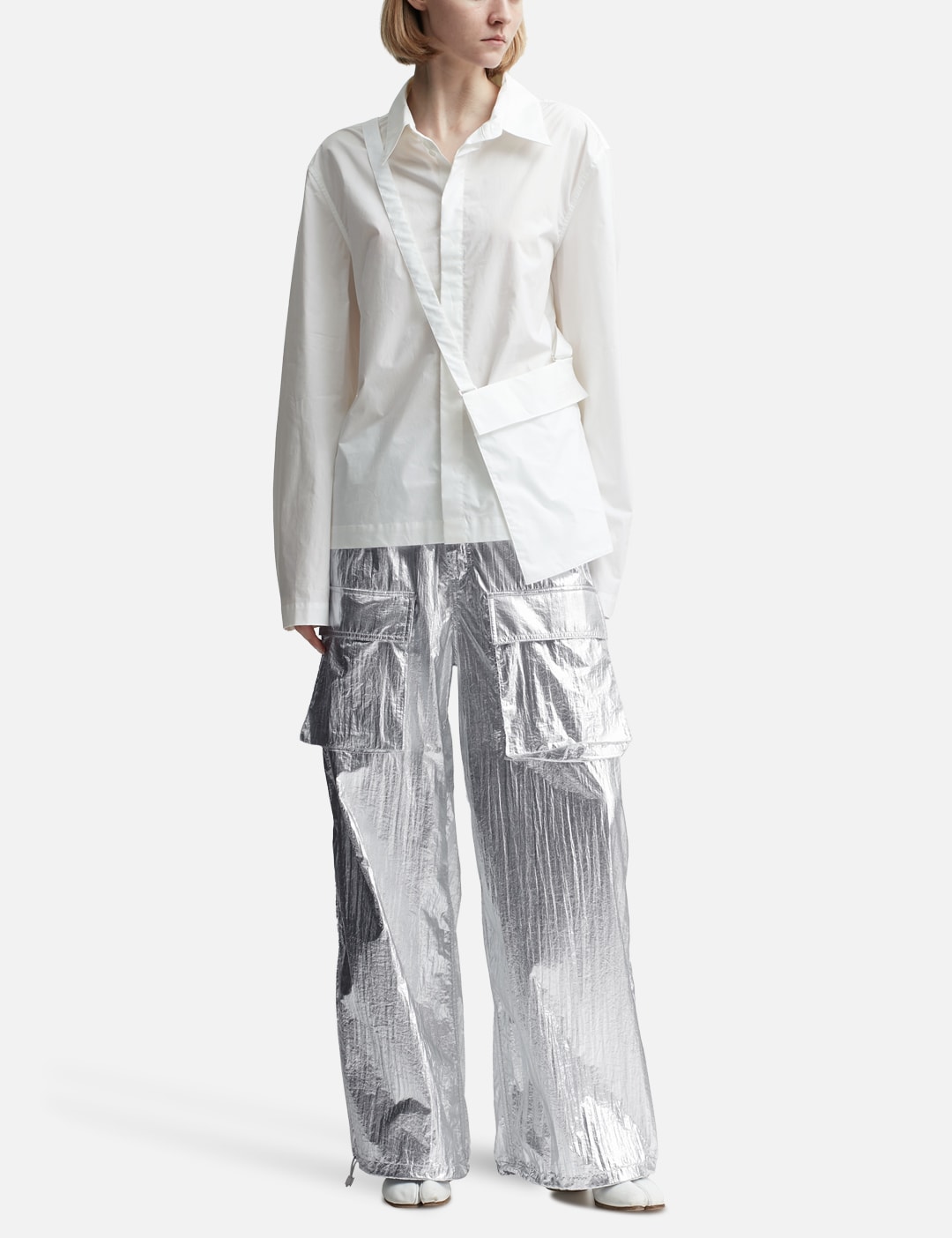 Silver Tyvek Wide-Leg Trousers view 16