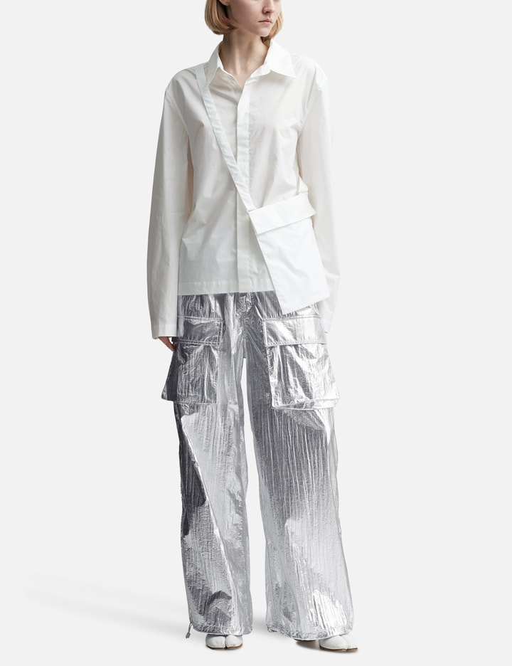 Shop Mm6 Maison Margiela Silver Tyvek Wide-leg Trousers