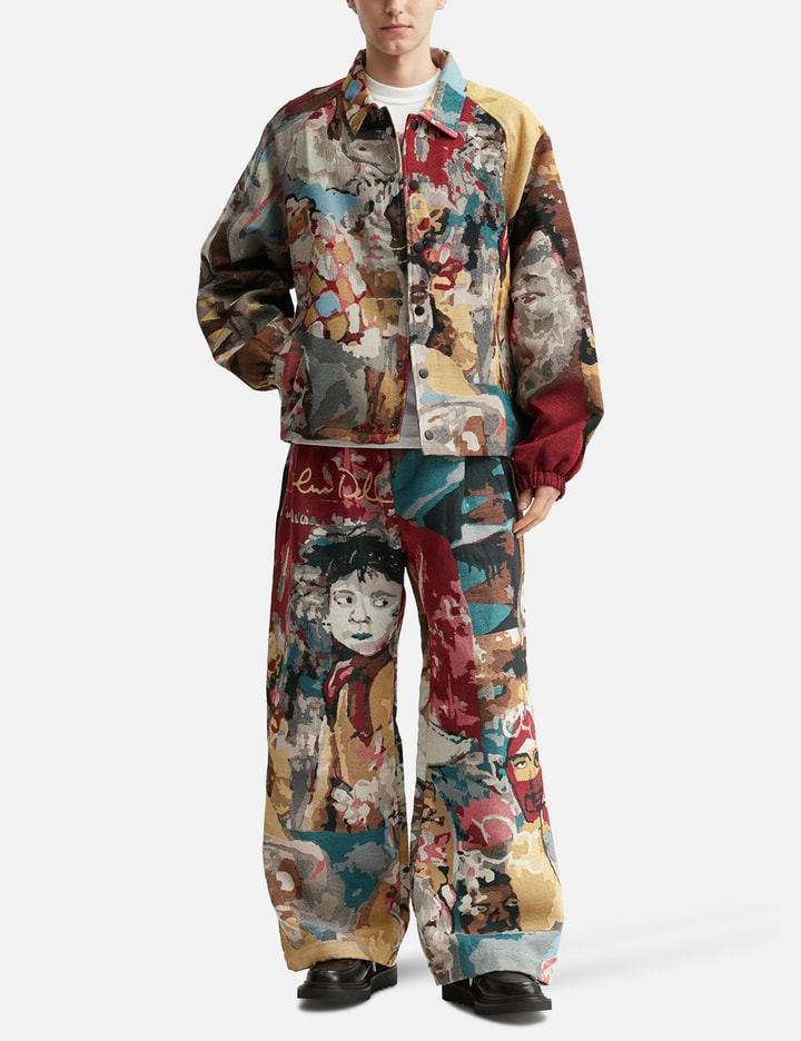 Shop Kidsuper Jacquard Paintings Double Pleated Trousers