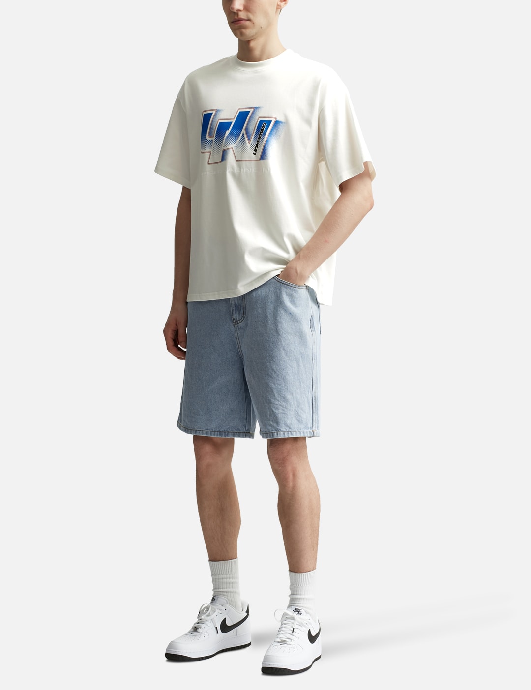 Sky High Farm Workwear - ペレニアル ロゴ デニム ショート パンツ 