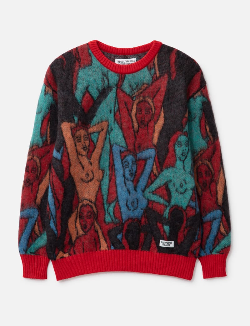 WACKO MARIA jacquard sweater Black L Wacko Maria GUILTY PARTIES TIM LEHI JACQUARD SWEATER - BEIGE