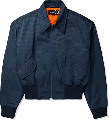 Shirt Navy Fred Perry Long Sleeve Bomber Shirt FREDPERRY】Bomber