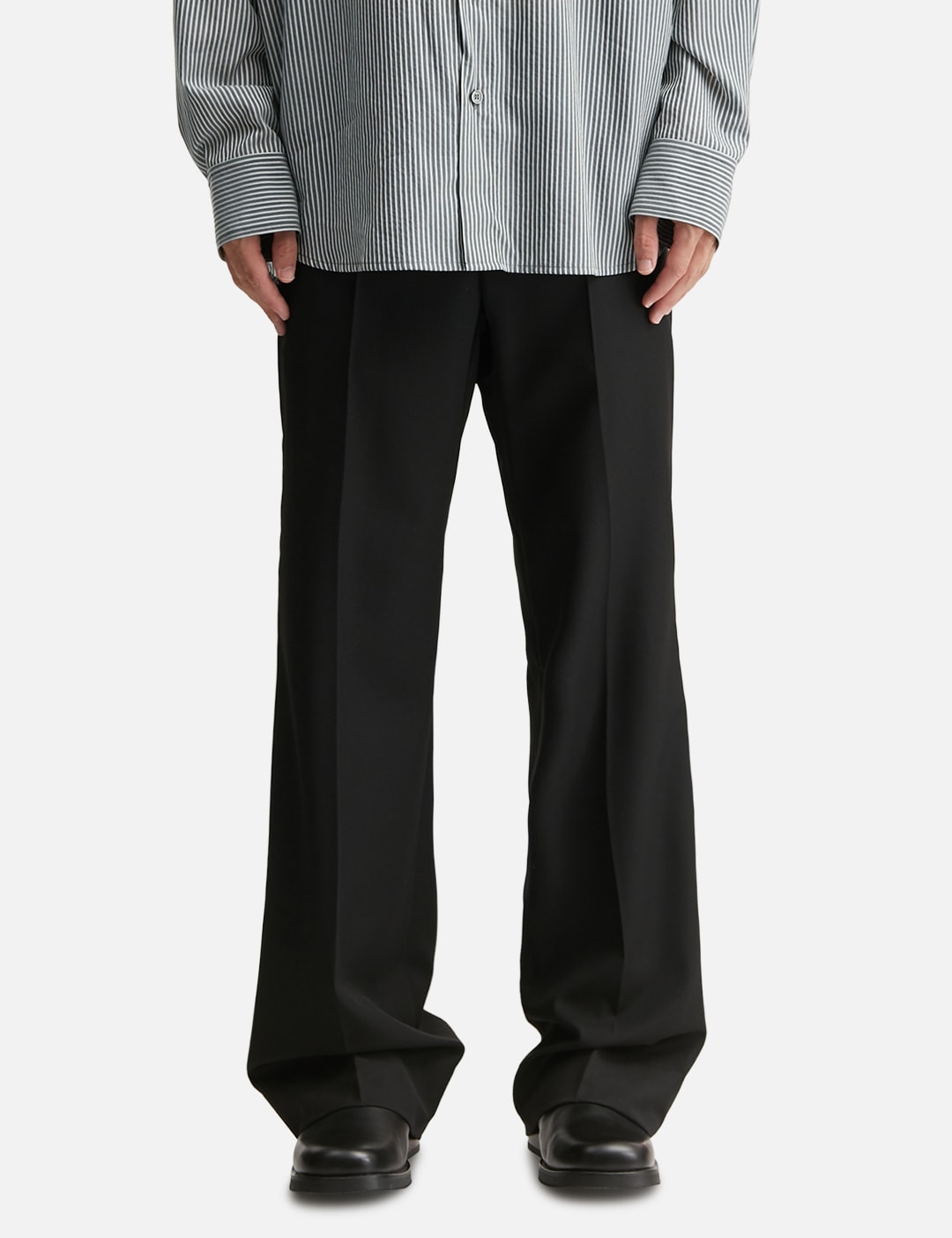 Black Semi-Wide Wool Pants view 18