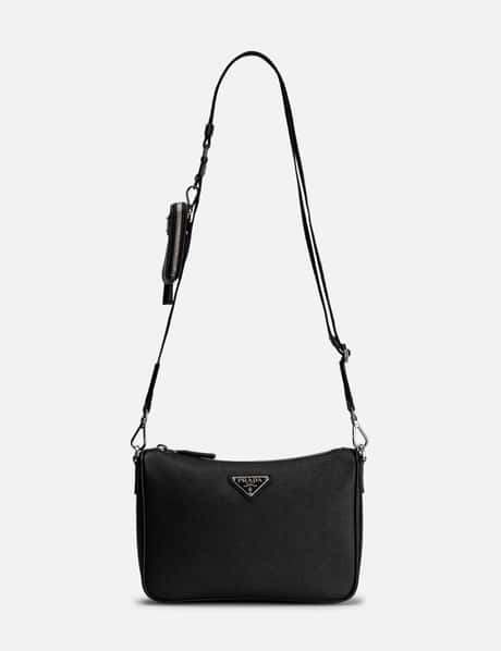 Shop PRADA Saffiano leather Prada Identity shoulder bag (1BD200 2EDV F0002)  by momochani