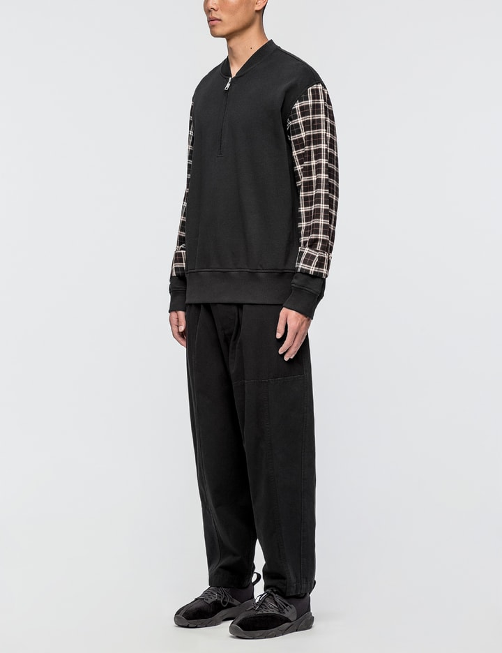 Henley Sweatshirt with Flannel Over Sleeve Placeholder Image