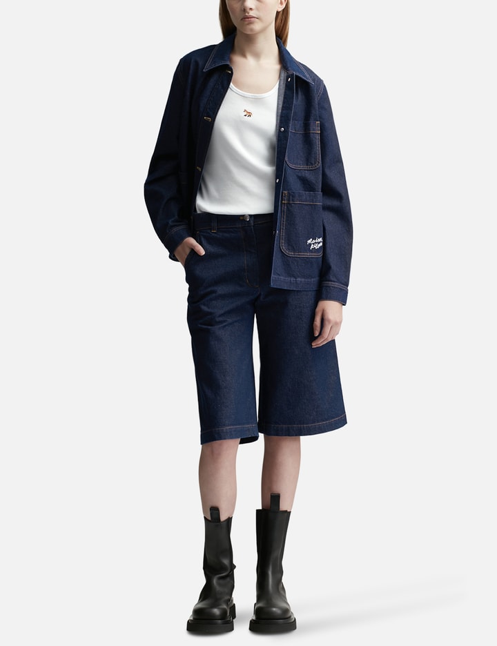 Shop Maison Kitsuné Workwear Denim Jacket In Blue