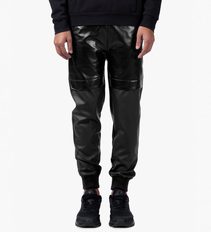 Black Coated Leather Sweatpants Placeholder Image