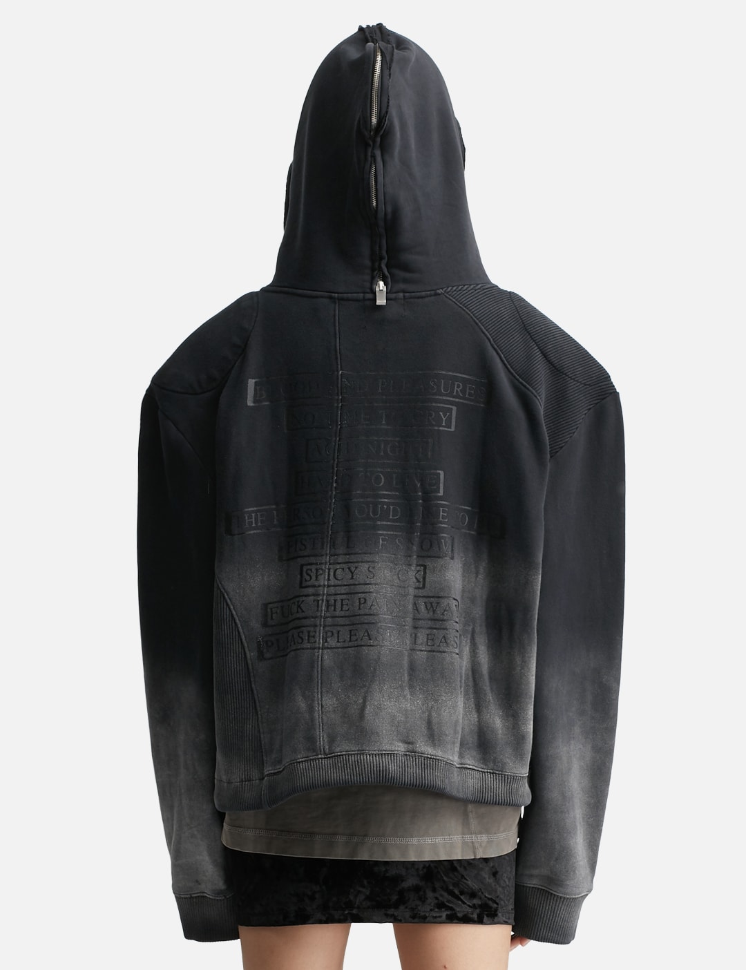 Panelled Padded Zipped Grey Hoodie view 10