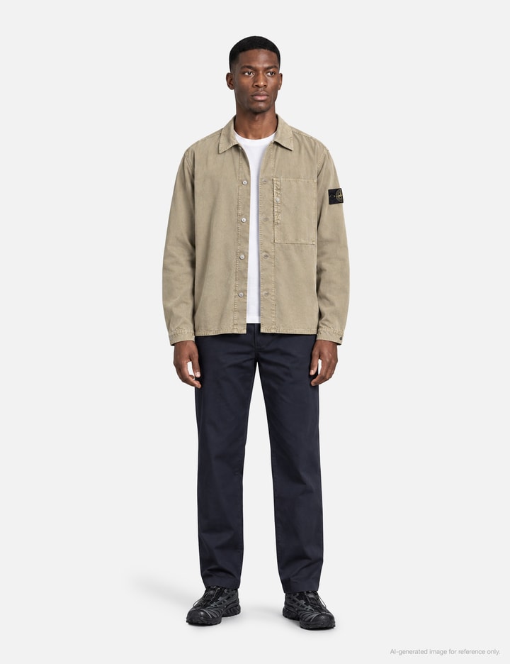 Stone Island Mineral Dyed Panama Cotton Snap-Front Overshirt With Chest Pocket