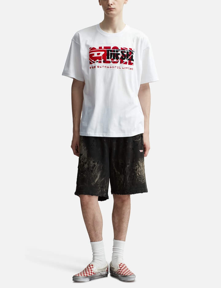 Shop Diesel T-shirt With Layered Logos In White