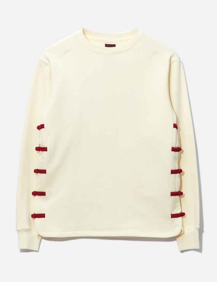 Clot Button Knot Trimming Sweater In Beige