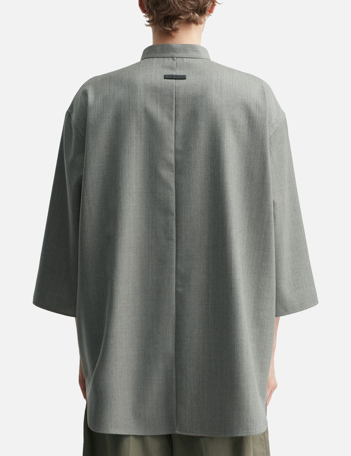 Fear Of God Band Collar Short Sleeve Shirt In Gray