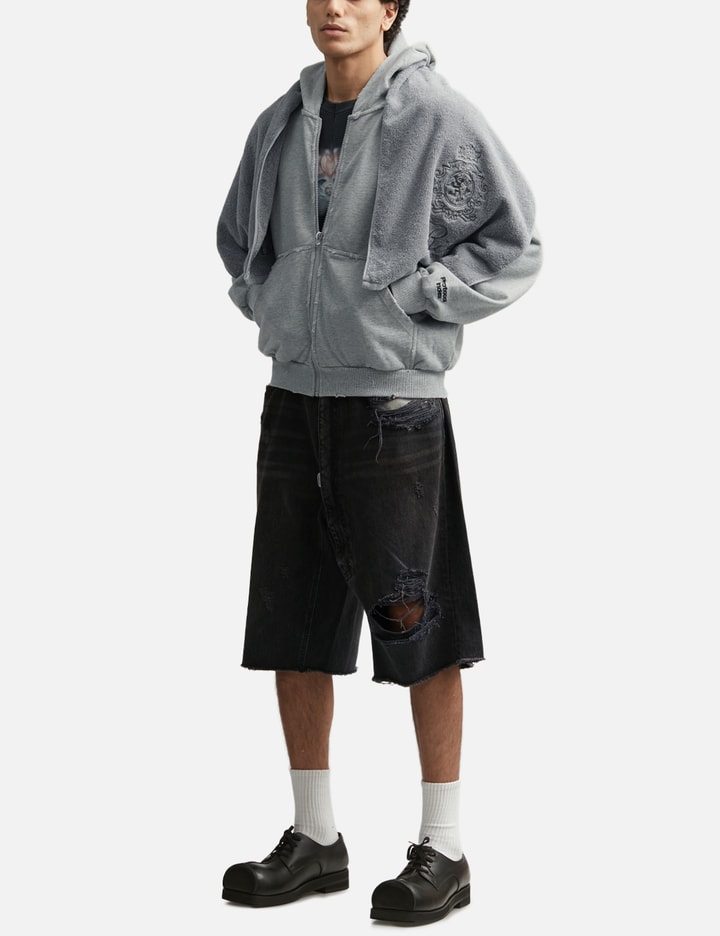Protocol-Index Long Zipper Fly Denim Shorts