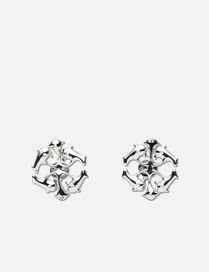 Silver Logo Spikes Stud Earrings