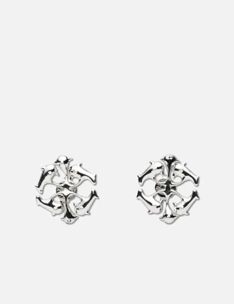 Silver Logo Spikes Stud Earrings view 4