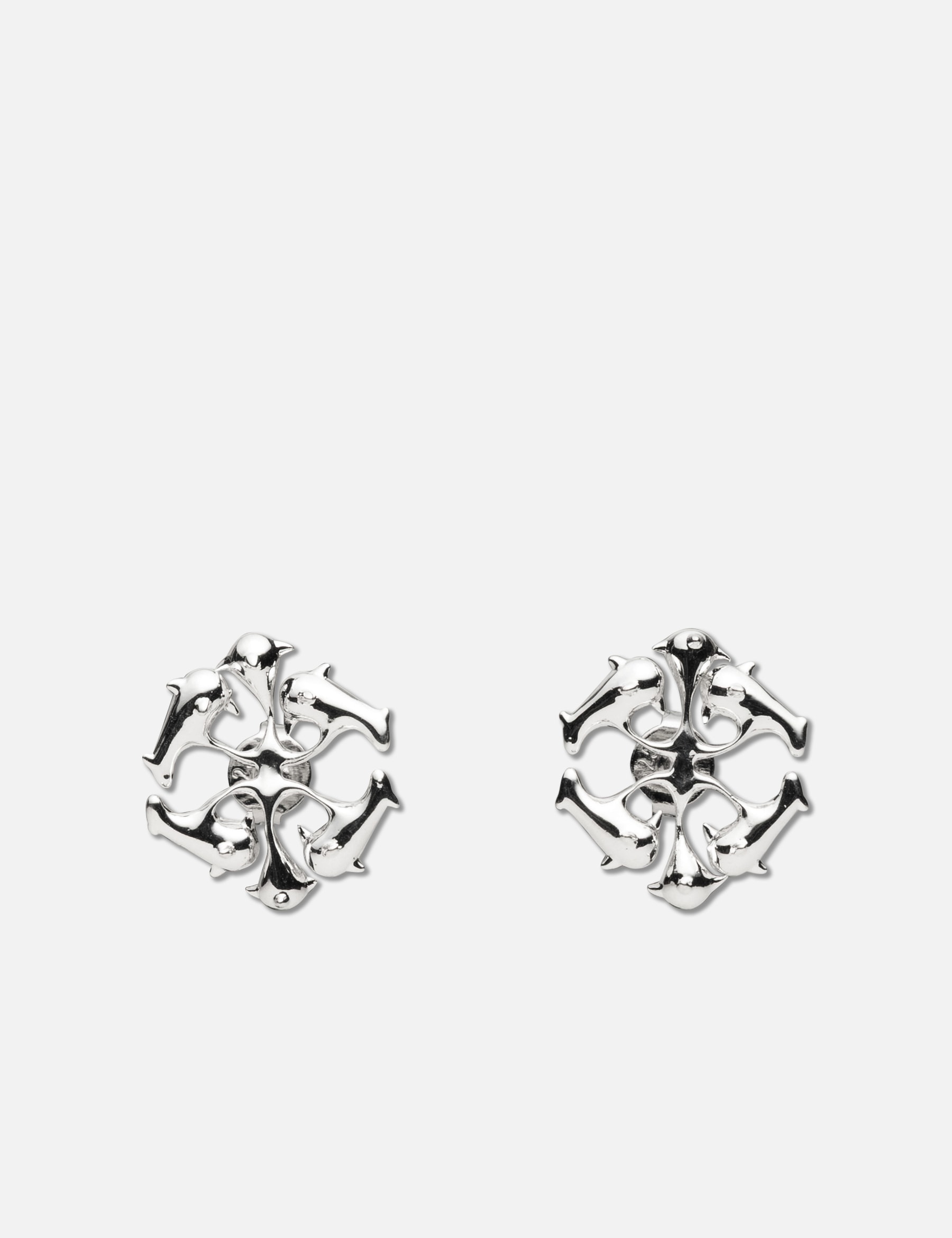 Silver Logo Spikes Stud Earrings view 10