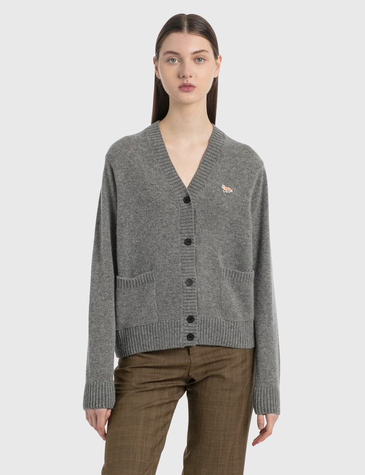 Maison Kitsuné - Lambswool Boxy Cardigan Profile Fox Patch | HBX 
