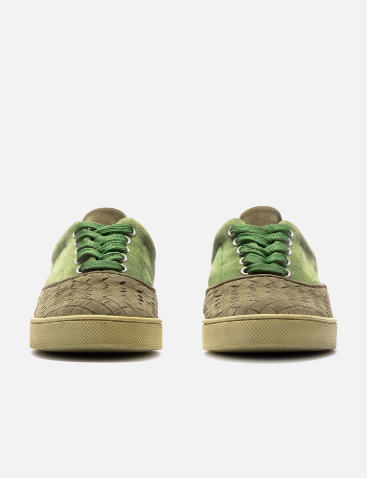 Bottega Veneta Intrecciato Woven Suede Low Sneakers In Multi