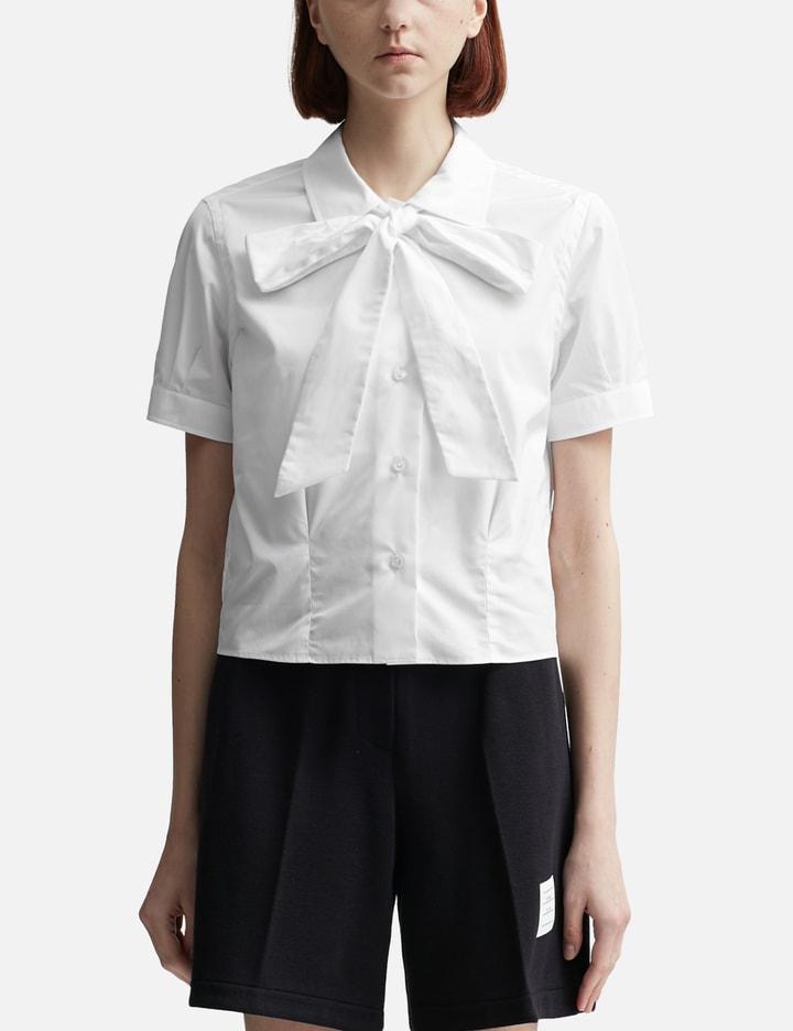 POPLIN SHORT SLEEVE TUCKED BLOUSE Placeholder Image