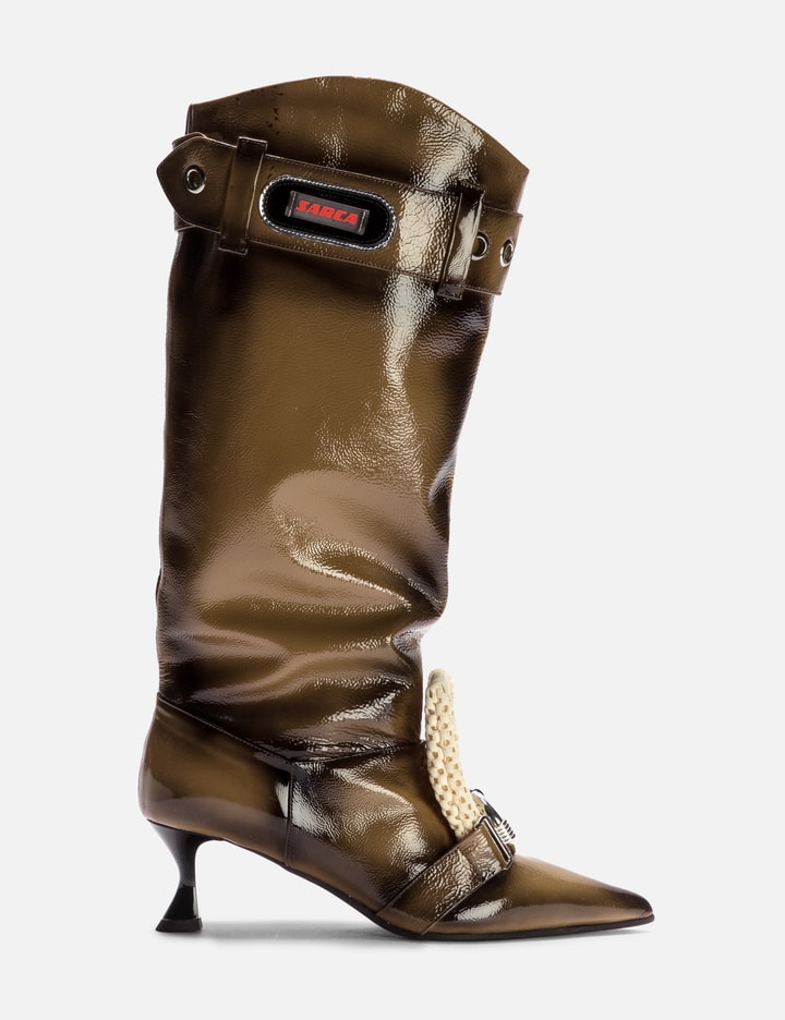 Shop Ancuta Sarca Mud Boots, Trainer Tongue, Airbrushed Leather In Brown