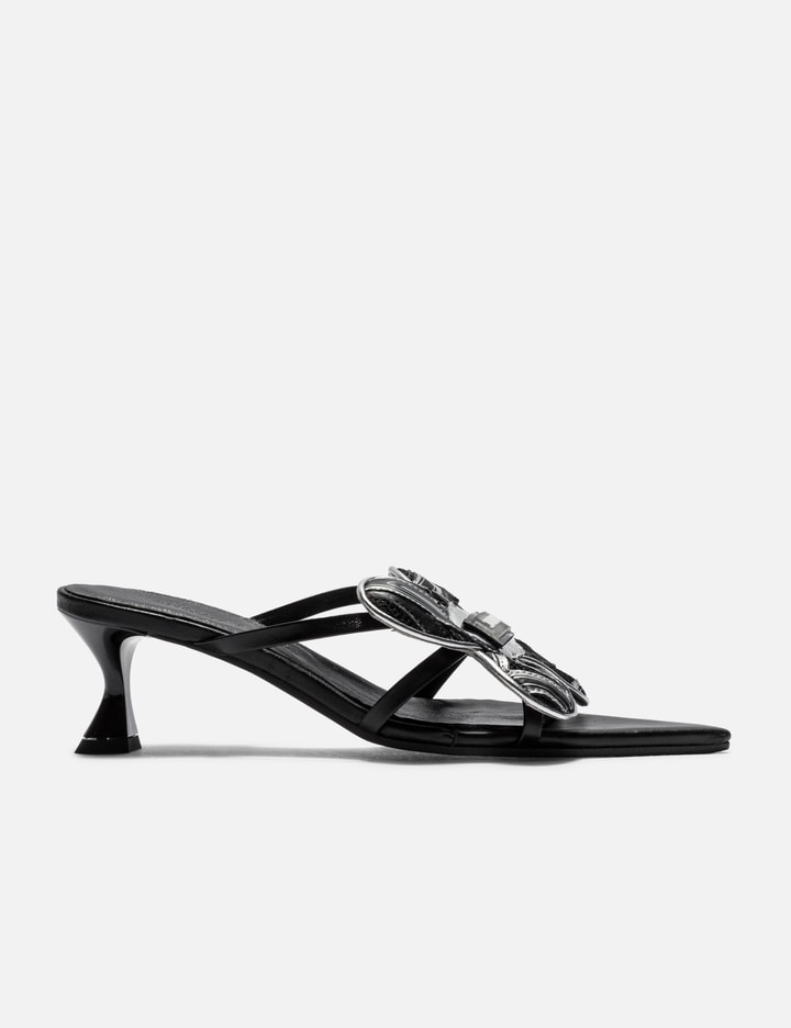 Shop Ancuta Sarca Upcycled Flower Strappy Sandal In Black