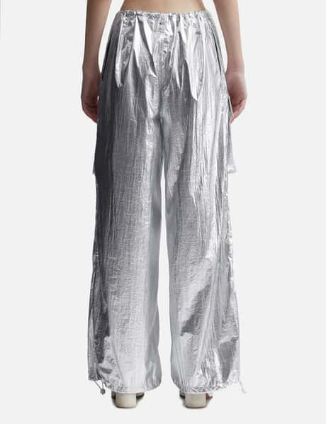 Silver Tyvek Wide-Leg Trousers view 9