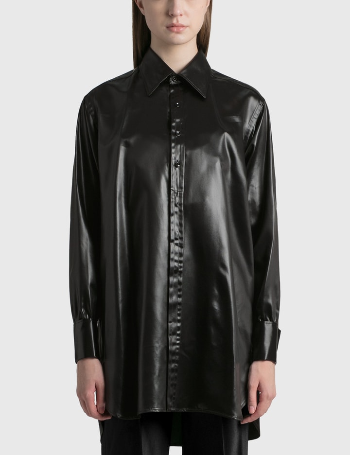 Maison Margiela Faux Leather Shirt In Black