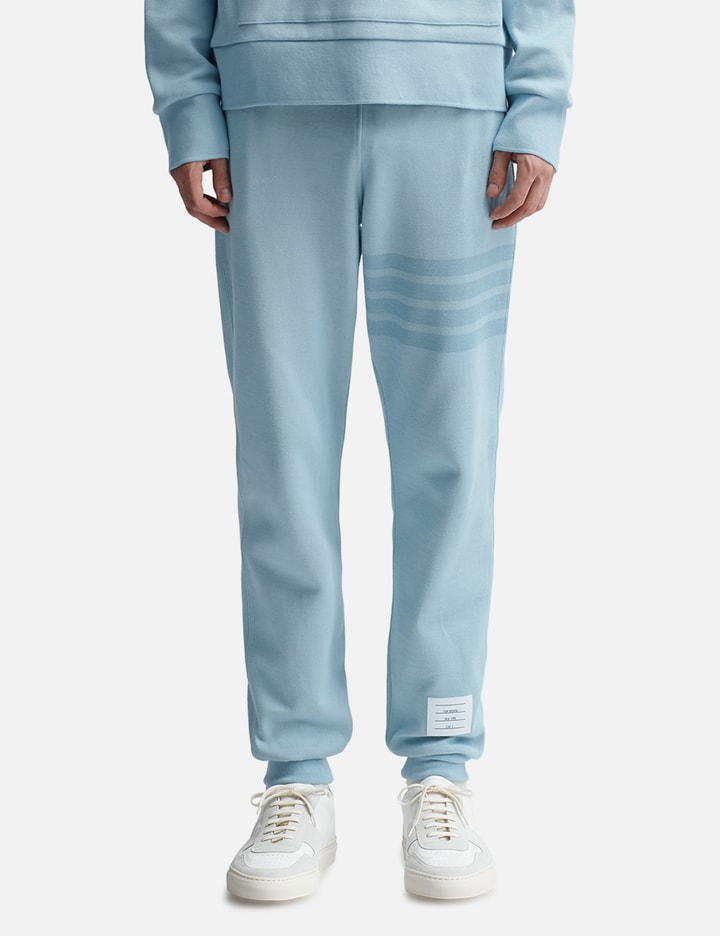 Shop Thom Browne Double Face Knit 4-bar Sweatpants In Blue