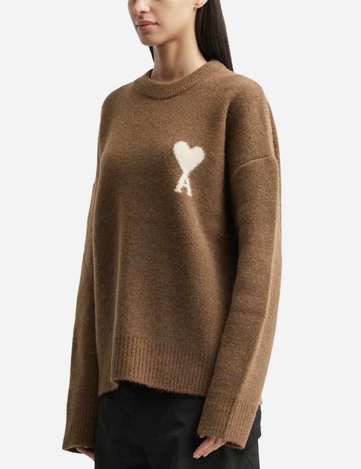 Ami Alexandre Mattiussi Brown Alpaca Ami De Coeur Crewneck Sweater Brown In Brown