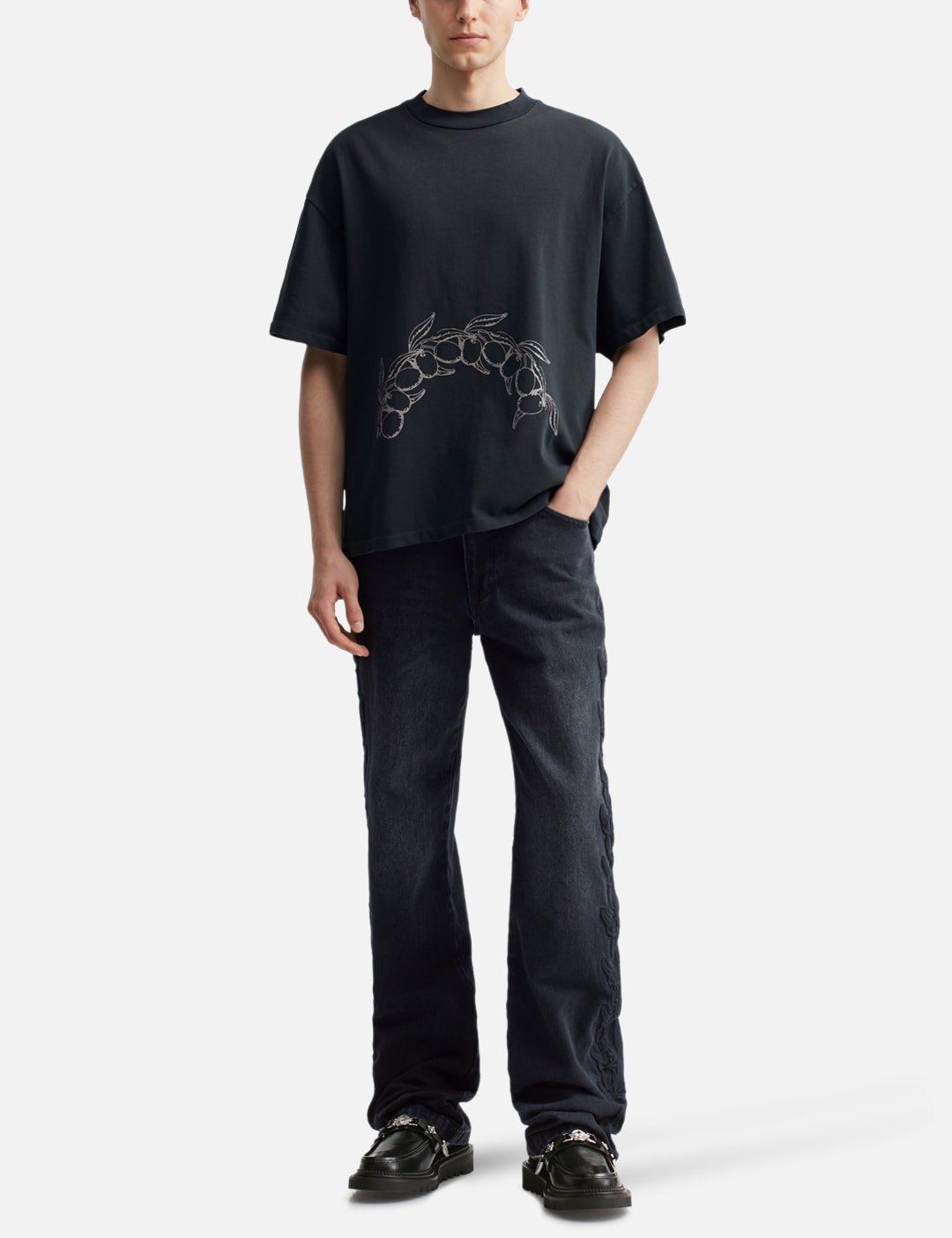 THUG CLUB - Mohican Leather Denim Pants | HBX - Globally Curated 