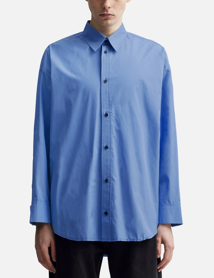 Blue Thomas Mason Poplin Raw Edges Structured Shirt Placeholder Image