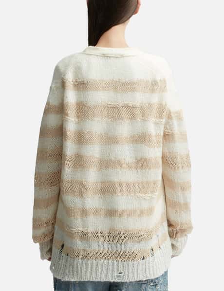 Acne Studios - ディストレスド ストライプカーディガン | HBX 