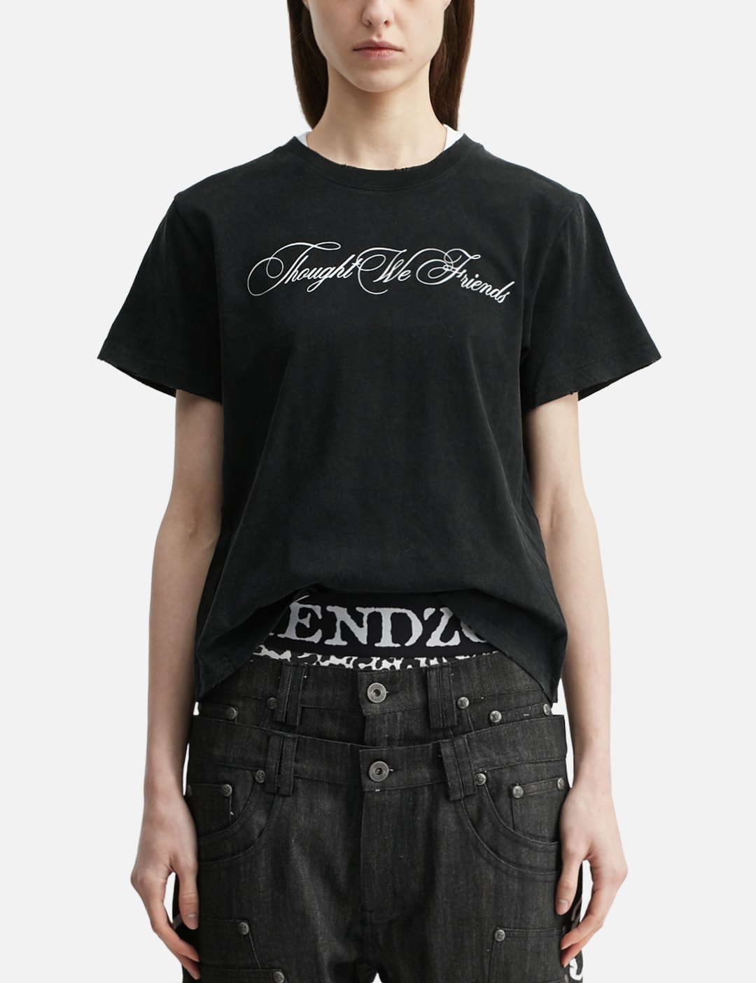 "Sera" Cursive Fitted T-Shirt In Washed Black view 11