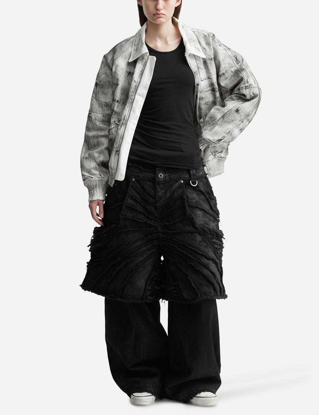 Attached Detachable Waxed Distressed Denims view 14