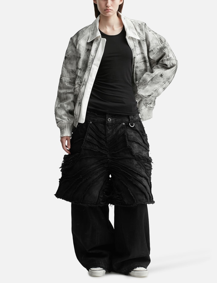 Thought We Friends Attached Detachable Waxed Distressed Denims