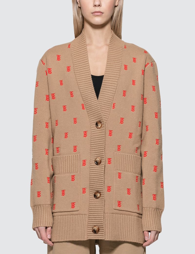 burberry monogram wool cashmere blend oversized cardigan