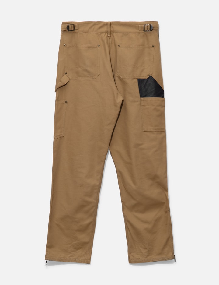 Shop Grailz Leather Panel Pants In Beige