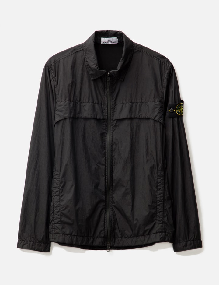 Stone Island Garment Dyed Crinkle Reps R-ny Overshirt In Black