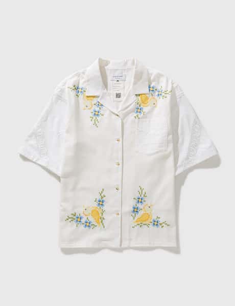 Marine Serre Unisex Embroidered Linens Bowling Shirt