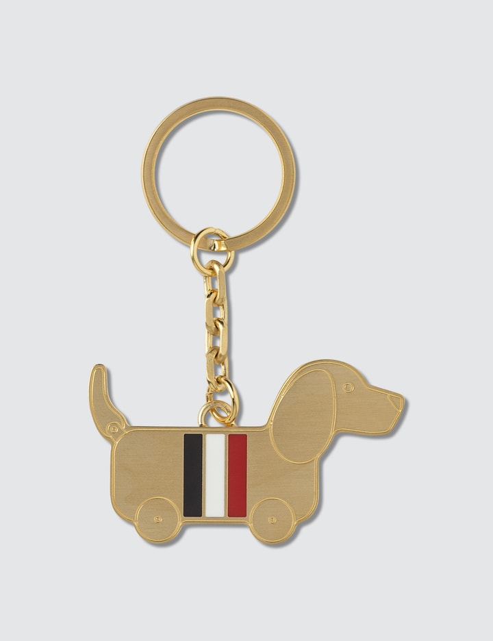Hector Toy Icon Keyring W/ RWB Enamel Stripe In Brass Placeholder Image