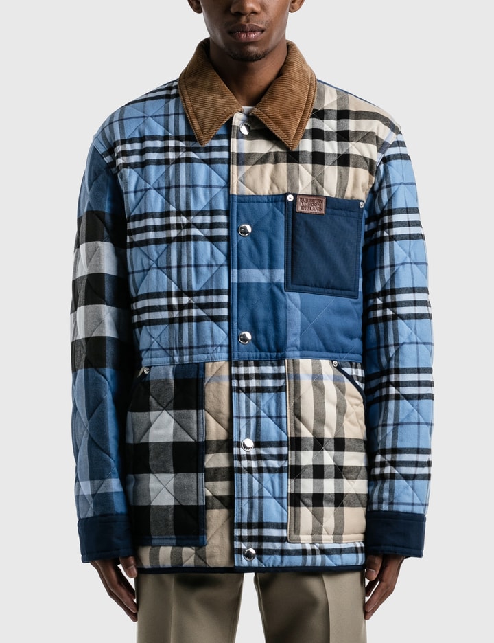 Corduroy Collar Patchwork Check Cotton Overshirt Placeholder Image